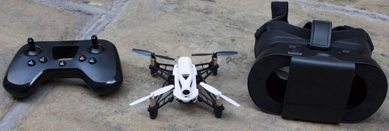 Zestaw drona wyścigowego Mambo FPV, gogli VR, pada kontrolującego Dron Parrot Mambo gogle VR i pad