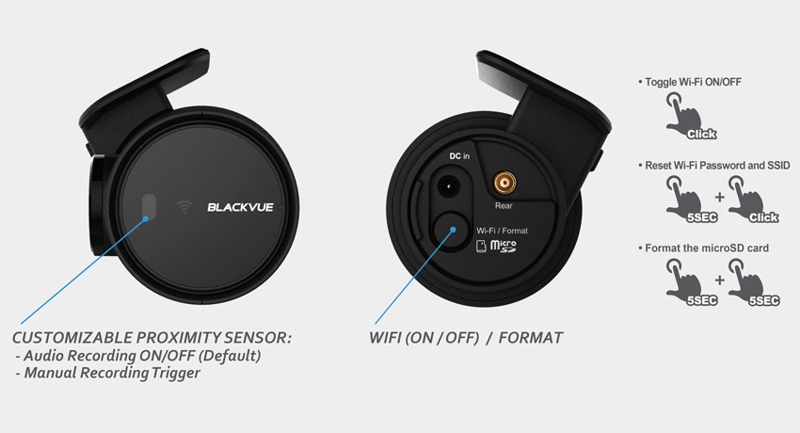 Sensor zbliżeniowy ułatwia obsługę kamery samochodowej BlackVue DR750-2CH kamera samochodowa BlackVue DR750-2CH obsługa za pomocą sensora
