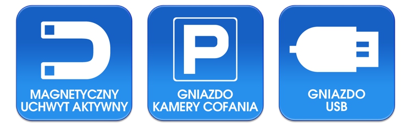 Magnetyczny uchwyt nawigacji NavRoad UNI ma gniazdo kamery cofania i gniazdo USB Nawigacja NavRoad UNI aktywny uchwyt magnetyczny, gniazdo kamery cofania i USB