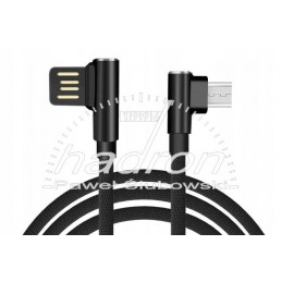 Przewód USB - microUSB kątowy 1,2m czarny
