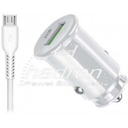 Zasilacz samochodowy eXtreme USB 3A + przewód microUSB QC3.0 biały
