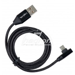 Przewód USB - microUSB 1m kątowy
