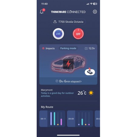 powiadomienia parkingowe na telefon thinkware t700