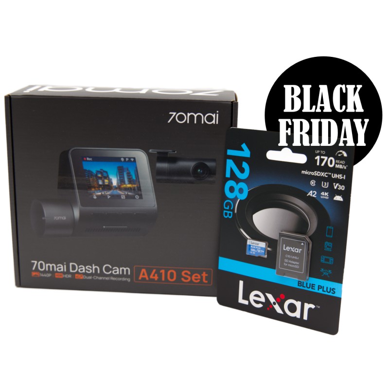 70mai A410 set 2CH z kartą pamięci 128GB Lexar na BlackFriday