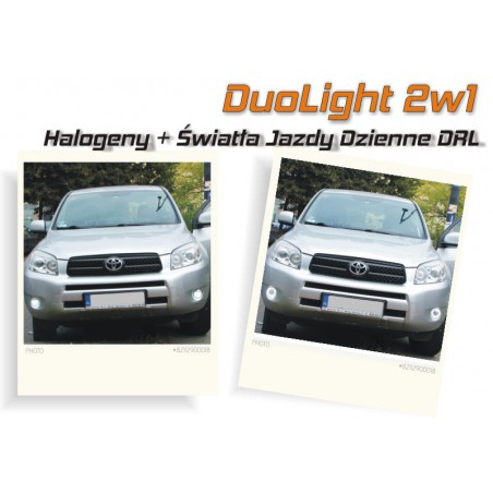 Światła dzienne DRL + przeciwmgłowe DuoLight Skośne 9cm