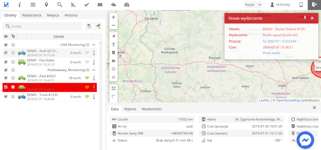 monitoring samochodów służbowych