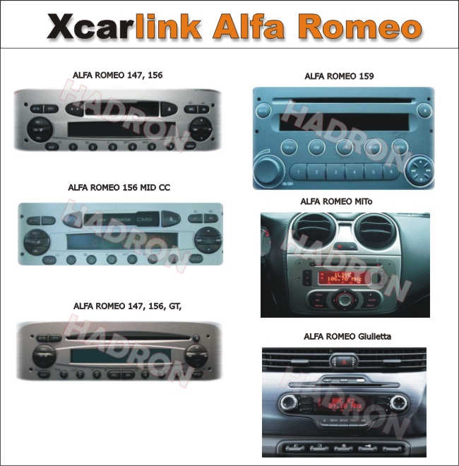 XCarLink Alfa Romeo - kompatybilne radia