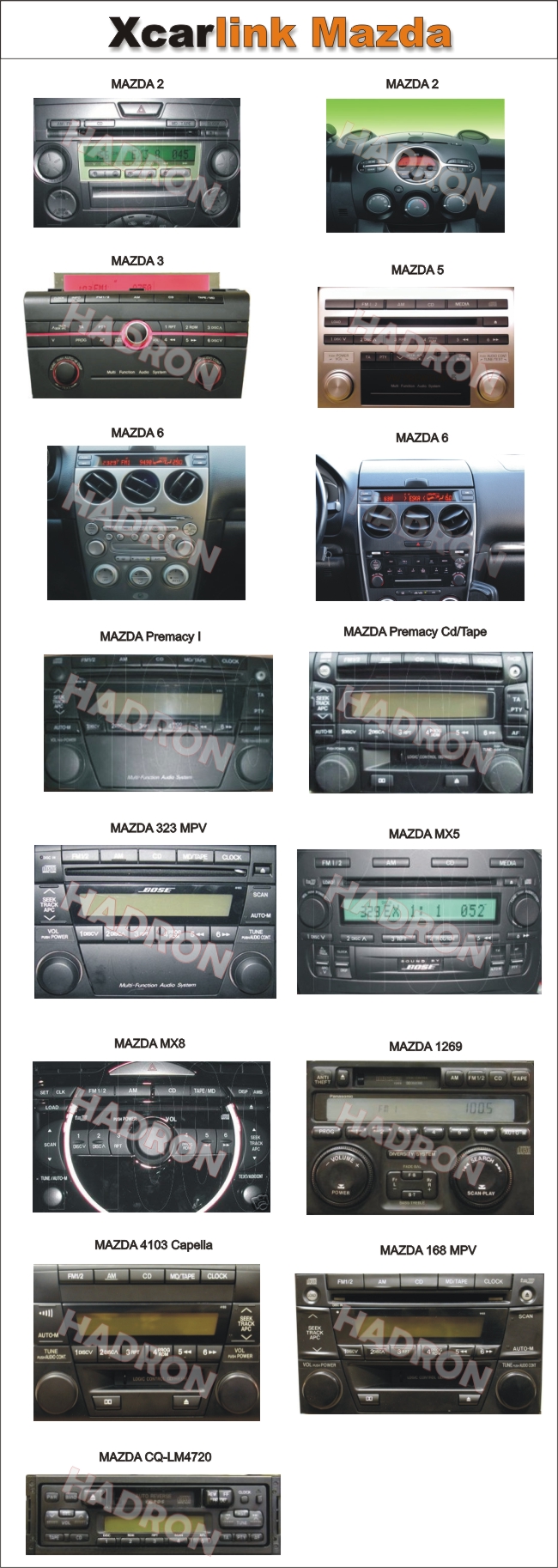 XCarLink do Mazdy do 2008 - kompatbilne radioodtwarzacze