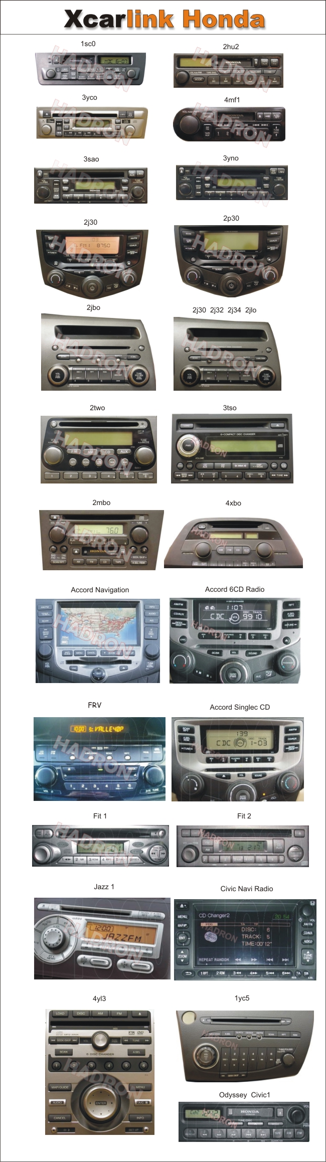 Zmieniarka MP3 XCarLink do Hondy - kompatybilne radioodtwarzacze
