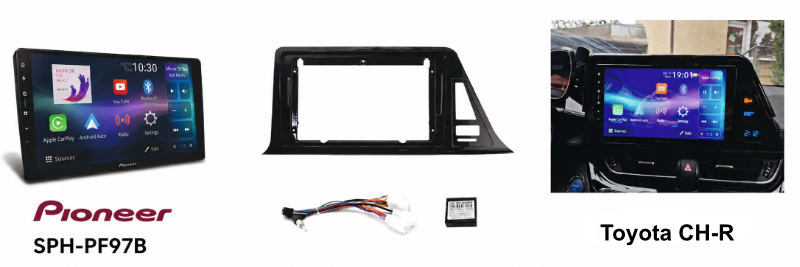 Pioneer SPH-PF97BT w Toyota C-HR — przykładowa kompletacja z ramką i modułem CAN