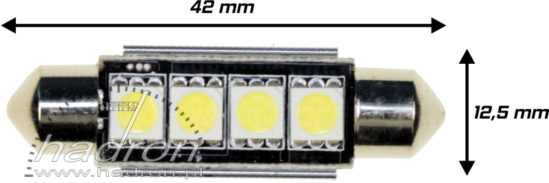 Żarówka festoon LED 42mm do podświetlenia tablicy rejestracyjnej i wnętrza pojazdu