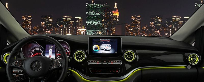 podświetlenie nawiewów mercedes v klasa w447