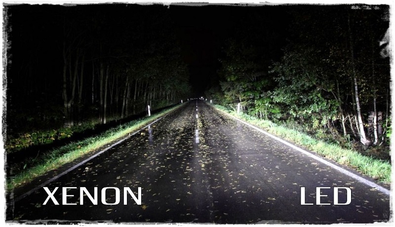 oświetlenie LED vs xenon w nocy