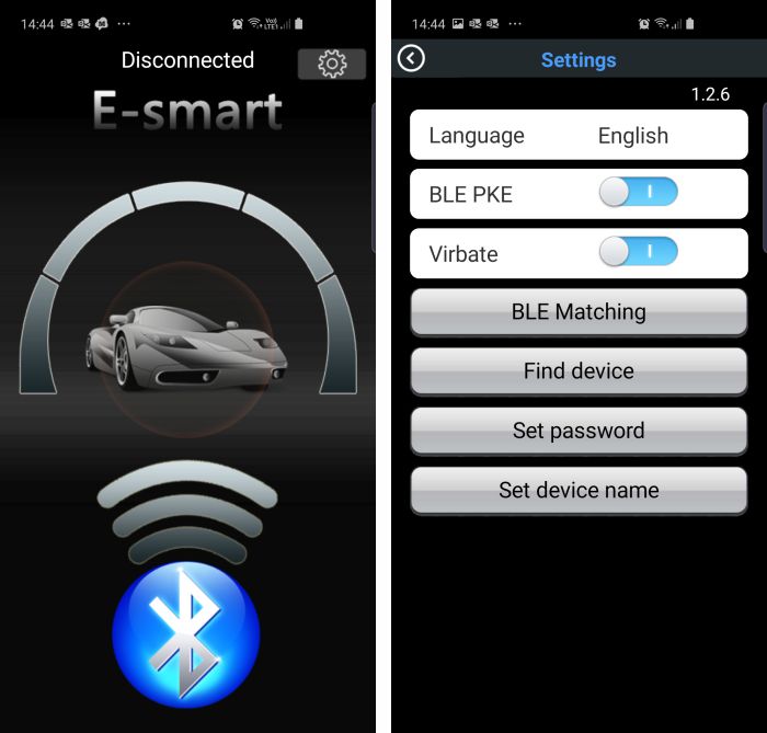 Aplikacja ESmart do Immobilizera Bluetooth